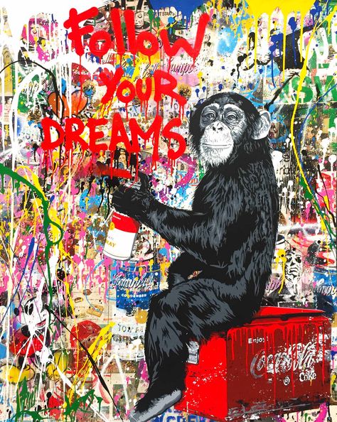 Mr. Brainwash Everyday Life (50 x 38) - Denis Bloch Fine Art Gallery Banksy Graffiti, Animal Canvas Art, Banksy Canvas, Street Graffiti, Follow Your Dreams, Pop Art Print, Animal Canvas, Street Art Graffiti, Canvas Wall Decor