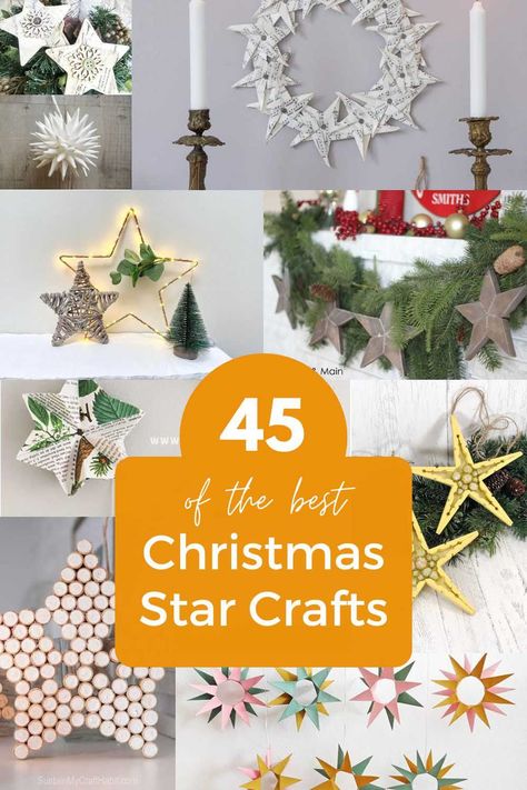 If you hang a star on the top of your tree or as ornaments and garlands, you will find a Christmas Star Craft to brighten your Christmas decor. Adult and children Christmas craft ideas many using upcycled and repurposed materials visit the site for the full free tutorials. Xmas Stars Decoration, Hanging Stars Decorations Diy, Star Tree Decorations, Star Xmas Decorations, Yarn Star Ornaments Diy, Star Christmas Ornaments Diy, Star Crafts For Adults, Christmas Star Ornaments Diy, Diy Star Christmas Ornaments