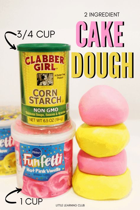 Just one cup icing mixed with 3/4 cup corn starch (add more as needed) and you've got a fluffy dough that smells just like a cupcake! This is a taste safe sensory activity! Play dough recipe to make at home! Flour free play dough! Edible Play Doh, Edible Playdoh, Two Ingredient Cakes, Taste Safe Sensory, Edible Playdough, Two Ingredient, Baby Sensory Play, Baby Play Activities, Sensory Activity