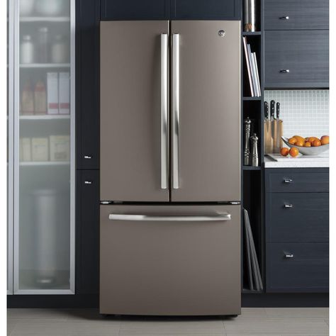 GE 18.6 cu. ft. French Door Refrigerator in Slate, Counter Depth-GWE19JMLES - The Home Depot Slate Appliances, Counter Depth French Door Refrigerator, Counter Depth Refrigerator, Counter Depth, Best Appliances, Ge Appliances, Filtered Water, Smart Appliances, French Doors Interior