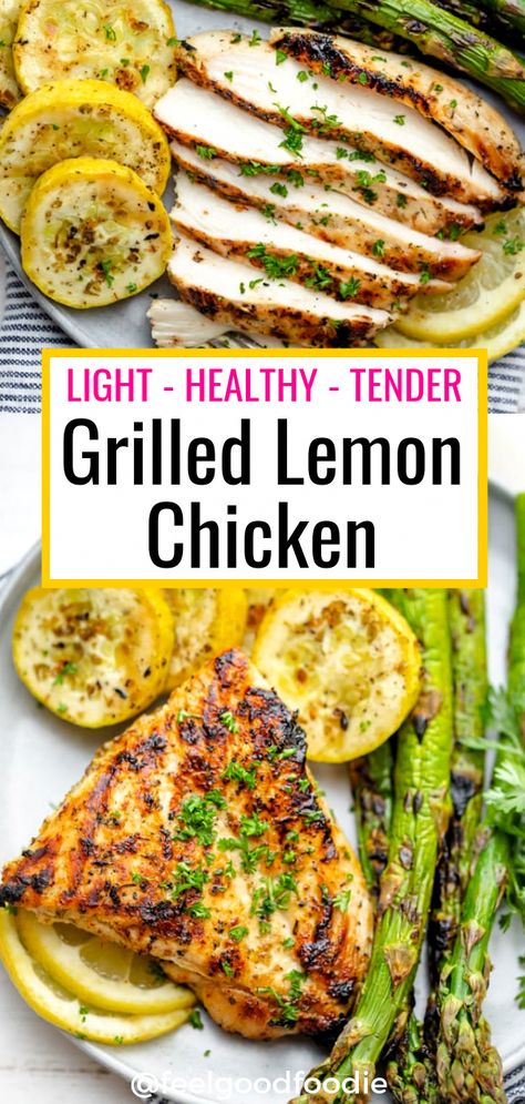 Chicken Recipes Mediterranean, Low Carb Grilled Chicken, Grilled Chicken Healthy, Grilled Lemon Chicken, Grilled Recipes, Recipes Mediterranean, Grilled Lemon, Plats Healthy, Recipes Low Carb