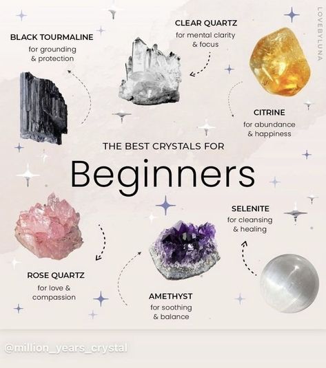 Crystals For Beginners, Crystal Healing Chart, Best Crystals, Crystal Vibes, Crystal Guide, Crystal Aesthetic, Witch Spell Book, Crystals Healing Properties, Spiritual Crystals