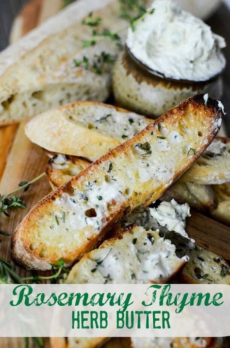 Tallow Recipes, Thyme Butter, Flavored Butter Recipes, Butter Recipes Homemade, Herb Butter Recipe, Compound Butter Recipe, Fresh Herb Recipes, Thyme Herb, Rosemary Recipes