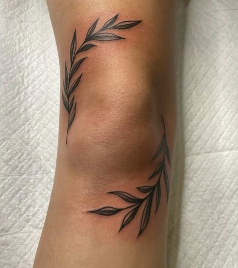 Knee Tattoos, Olive Branch Tattoo, Branch Tattoo, Western Tattoos, Vine Tattoos, Tattoos Geometric, Leg Tattoos Women, Knee Tattoo, Subtle Tattoos