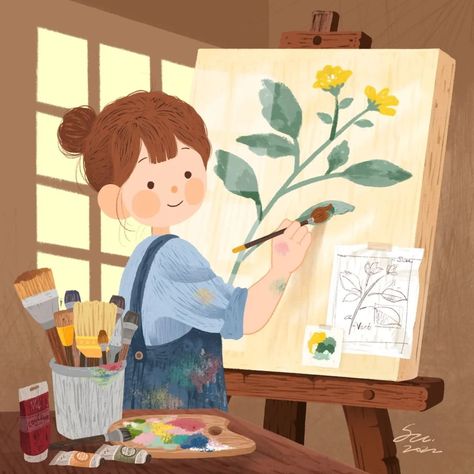 Children's Book Characters, 동화 삽화, Illustration Art Kids, Cartoon Girl Drawing, Art Tools Drawing, 수채화 그림, Painting Of Girl, Children Book, Cute Little Drawings