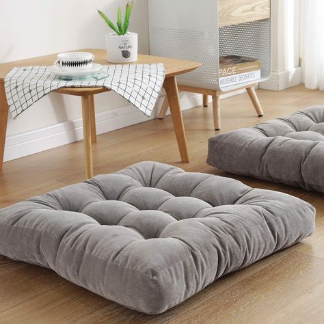 Tatami Living Room, Tatami Futon, Square Floor Pillows, Large Floor Pillows, Tufted Seat Cushion, Meditation Pillow, Casual Seating, Square Pouf, Floor Seating