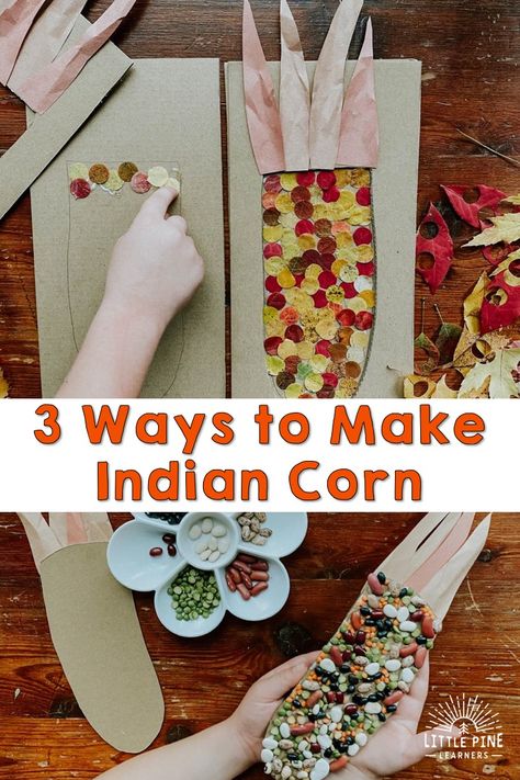 Indian Corn Crafts for Thanksgiving • Little Pine Learners Indian Crafts For Kids, Crafts For Thanksgiving, Corn Crafts, Pilgrims And Indians, November Activities, Cultural Crafts, Indian Corn, Thanksgiving Preschool, Yellow Room