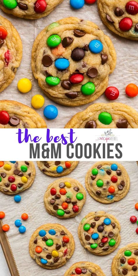 Different Cookie Recipes Easy, M M Peanut Cookies Recipe, M M And Chocolate Chip Cookies Recipe, Soft Chewy M&m Cookies, Easy Mm Cookies, Great American Cookie M&m Recipe, M&m Cookies Soft, M M Cookie Recipe, M M Mini Cookies Recipe