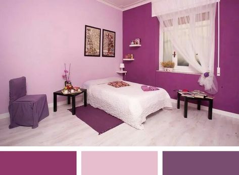 What Colours Go With Purple ? - Aspect Wall Art Purple Bedroom Paint, Bedroom Wall Colour Combination, Wall Paint Colour Combination, Aesthetic Paint, Painted Kitchens, Walls Painting, Room Color Combination, Wall Color Combination, Kitchen Painting