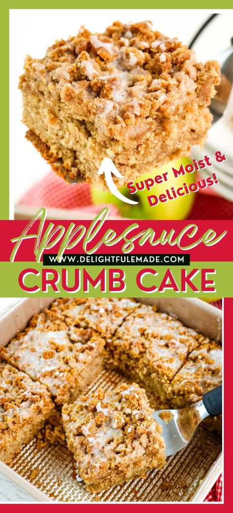 Applesauce Crumb Cake Applesauce Cobbler Recipe, Applesauce Chocolate Chip Cake, Cake Using Applesauce, Pumpkin Applesauce Cake, Things To Do With Applesauce, Applesauce Cake Easy, Healthy Applesauce Cake, Applesauce Recipes Baking, Chocolate Applesauce Cake Recipe