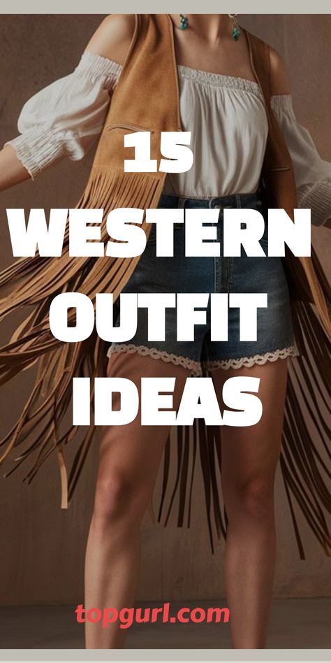 15 Western Outfit Ideas to Unleash Your Inner Cowgirl Chic. Best Western Outfits For Women, Cowgirl Modern Outfits, Cute Outfit With Cowgirl Boots, Denim Cowboy Outfit, Cowgirl Style Outfits Casual, Girl Cowboy Outfit, Western Outfits Women Frock, Flat Brim Hat Outfit Western, Western Cowgirl Costume Modest