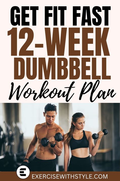 Stuck in a workout rut? Explore our 12-week dumbbell-only program. Whether you're a beginner or advanced, our PDF guides you through each cycle. Your frustration ends, and gains begin. 🔄💡 #FitnessMotivation #HomeGym Quick Toning Workout, 12 Week Exercise Plan For Women, 15 Min Dumbell Workout, Advance Workout Plan Gym, 7 Week Workout Plan, 12 Week Fitness Plan, Work Out In Gym, Effective Dumbbell Workout, Easy Beginner Dumbell Workouts