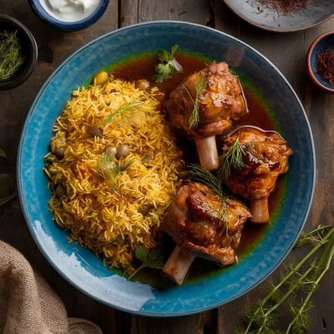 Cooking up Joy - Made with love: Aromatic Baghali Polo ba Mahiche: Rice with Dill a... Sabzi Polo Mahi, Baghali Polo Ba Mahiche, Bisi Bele Bath Recipe, Lamb Pilau Rice, Sabzi Polo, Dill Rice, Persian Rice, Jollof Rice, Slow Cooked Lamb