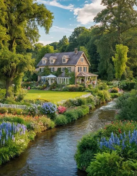 Cottage In English Countryside, The Notebook House, English Countryside Home, Cottage Aesthetic, Dream Life House, Dream Cottage, Countryside House, Cute House, Dream House Interior