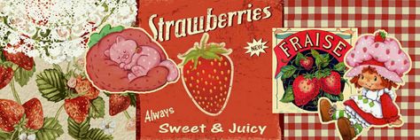 Strawberry Pfp Aesthetic, Strawberry Aesthetic Banner, Cottage Core Header, Strawberry Shortcake Header, Strawberry Shortcake Banner, Cottagecore Banner, Strawberry Header, Strawberry Widget, Large Widget