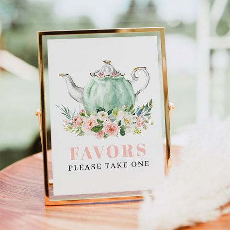 Bridal Shower Tea Party Favor Sign for $11.45 - Bridal Favors Bridal Shower Tea Party Sign, Bridal Shower Tea Favors, Fall Bridal Shower Tea Party, Bridal Party Tea Party, Tea Party Favor Ideas, Tea Party Signs, Bridal Shower Tea Party Ideas, Tea Shower Favors, Tea Party Bridal Shower Decorations