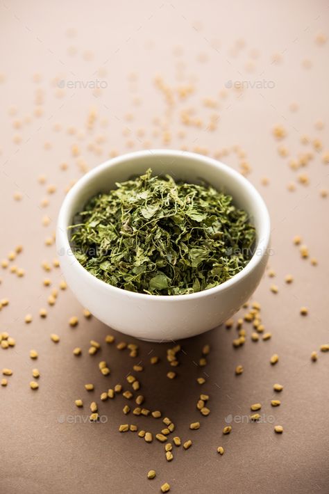 Kasoori methi or Dried fenugreek Leaves by stockimagefactory. Kasuri Methi / Kasoori Methi or dried fenugreek leaves also known as Trigonella Foenum Graecum #Sponsored #fenugreek, #Leaves, #stockimagefactory, #Kasoori Kasuri Methi, Kasoori Methi, Methi Dana Hair Mask, Fenugreek Powder, Methi Chaman Recipe, Methi Thepla, Fenugreek Benefits, Growing Healthy Hair, Pimples Remedies