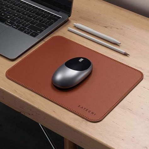 10 Items Everyone Working From Home Needs To Have In Their Home Office - Society19 Leather Mouse, Wireless Printer, Leather Mouse Pad, Leather Bag Pattern, Office Set, Wrist Support, Pad Design, Home Office Setup, Leather Projects