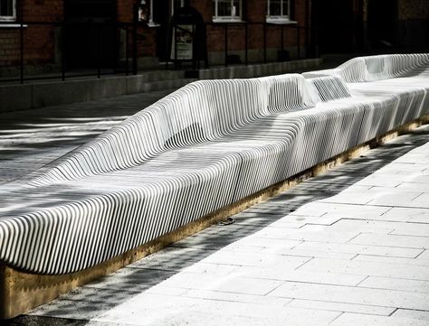 Gallery of White Arkitekter Transforms a Swedish Square with 65 Meter Bench - 1 Traditional Outdoor Furniture, Uppsala Sweden, Granite Paving, Blue Chairs Living Room, Long Sofa, Public Seating, Stone Bench, Concrete Furniture, Landscape And Urbanism