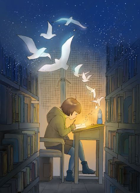 book art Reading Art, World Of Books, Photo Images, Book Shelf, Book Nooks, Birds Flying, Children's Book Illustration, I Love Books, Book Illustration