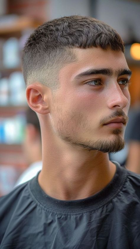 Men Caesar Haircut, Best Haircut For Short Hair Men, Mens Short Crop, Boys Haircut Trends 2024, Skin Fade Undercut Men, Frans Crop Hair, French Cop Hairstyle, Best Hairstyles For Men Short Hair, Crew Haircut Men