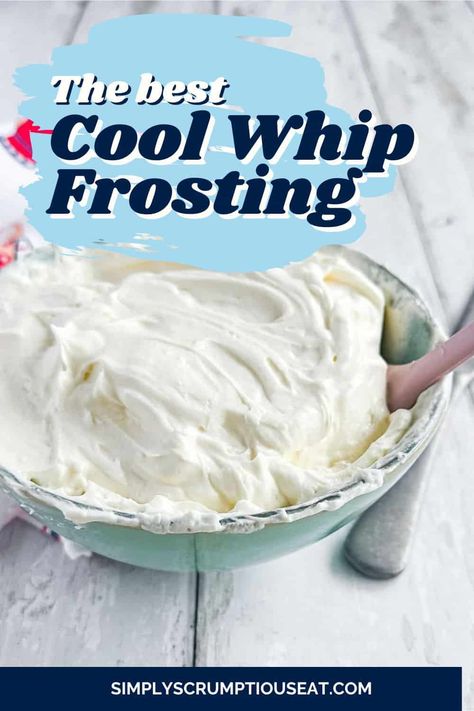 Cool Whip Frosting Pudding Cool Whip Frosting Recipe, Frosting With Pudding And Cool Whip, Copycat Sams Club Whipped Frosting, Cool Whip Cake Filling, Whipped Cake Icing Recipe, How To Make Cool Whip Icing, Icing Made With Cool Whip, Stabilized Cool Whip Frosting, Pudding Frosting Recipe Cool Whip