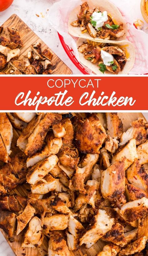 Copycat Chipotle Chicken, Chipotle Chicken Recipe, Chipotle Copycat Recipes, Chipotle Recipes Chicken, Chipotle Recipes, Copycat Chipotle, Chicken Burritos, Copycat Restaurant Recipes, Chipotle Chicken