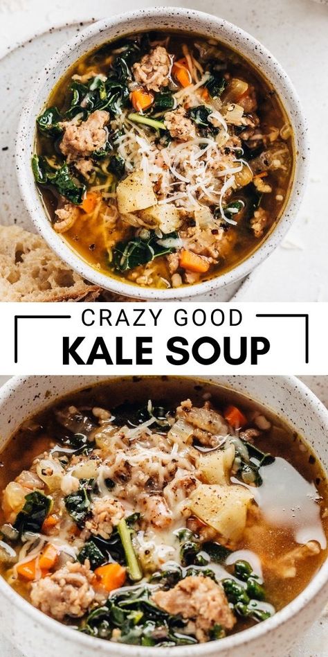 Soup Recipe With Sausage, Kale Potato Soup, Recipe With Sausage, Kale Soup Recipes, Sausage And Kale Soup, The Egg Diet, Sausage Soup Recipes, Kale Soup, Kale Recipes