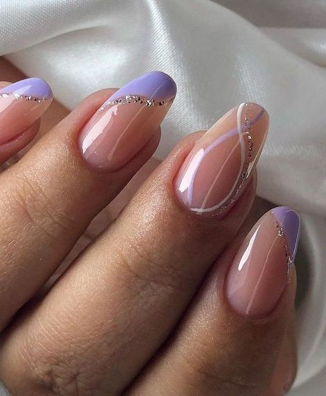 Hoco Nails, Lilac Nails, Lavender Nails, Simple Gel Nails, Girly Acrylic Nails, Basic Nails, Casual Nails, Nails Blue, Nails Black