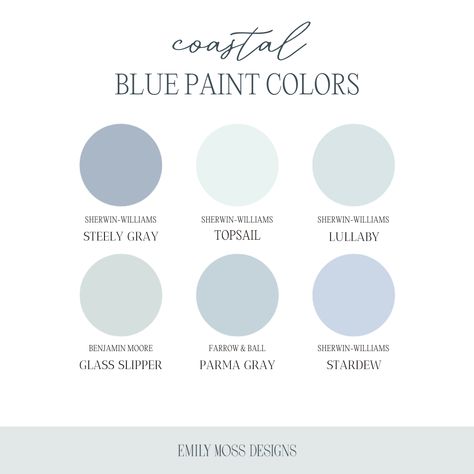 Coastal Blue Paint Colors — Emily Moss Designs Coastal Blue Paint Colors, Coastal Blue Paint, Robins Egg Blue Paint, Baby Blue Bedrooms, Baby Blue Paint, Blue Bedroom Paint, Light Blue Paint Colors, Light Blue Paint, Pale Blue Walls