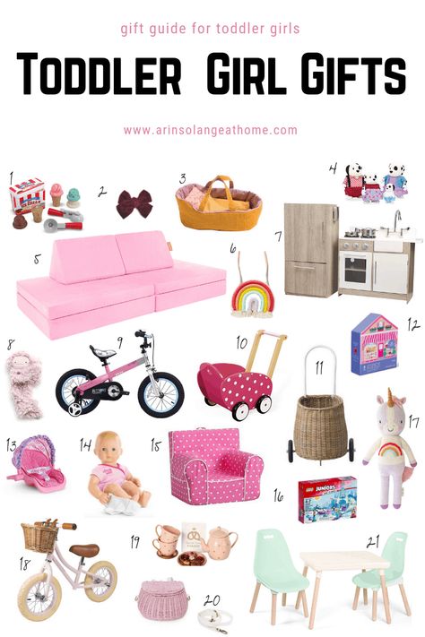 Are you ready to do your Christmas shopping, or other holiday or birthday shopping for a toddler girl? Check out this post with the best toddler girl gifts this year and streamline your shopping! https://arinsolangeathome.com #toddlergirlgift #toddlergirlpresent #toddlergiftguide Toddler Gift Guide, Girl Gift Ideas, Toddler Girl Toys, Girls Gift Guide, 2nd Birthday Gifts, Toddler Girl Gifts, Toddler Christmas Gifts, First Birthday Gifts, Toddler Birthday