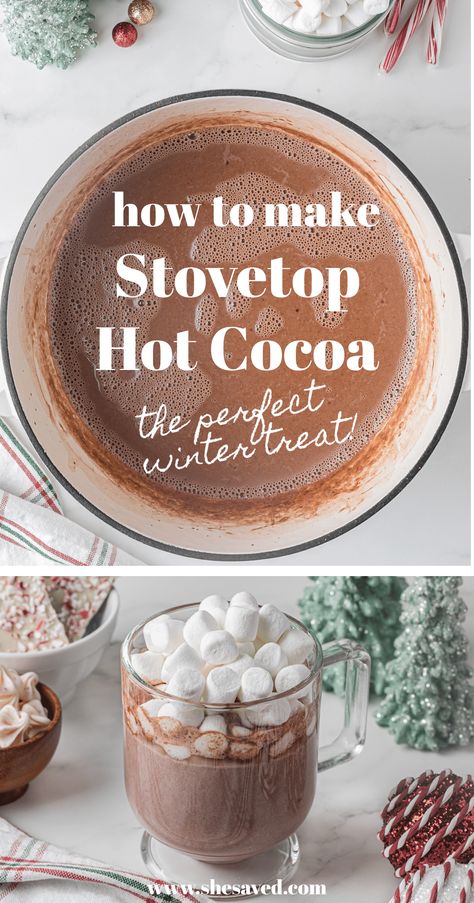 If you love hot beverages then you will love this Easy Homemade Stovetop Hot Chocolate Recipe made with just a few ingredients! We've also included instructions on how to make this yummy hot cocoa in the crockpot. Either way, it's delicious and the most creamy hot chocolate recipe we've ever made and we just know you are going to love loading it up with marshmallows and other hot chocolate toppings! Stovetop Hot Cocoa, Easy Hot Chocolate Recipe Crock Pots, Pioneer Woman Hot Chocolate, Old Fashioned Hot Chocolate Recipe, Stovetop Hot Chocolate, Stovetop Hot Chocolate Recipe, Easy Hot Cocoa Recipe, Creamy Hot Chocolate Recipe, Hot Chocolate Toppings