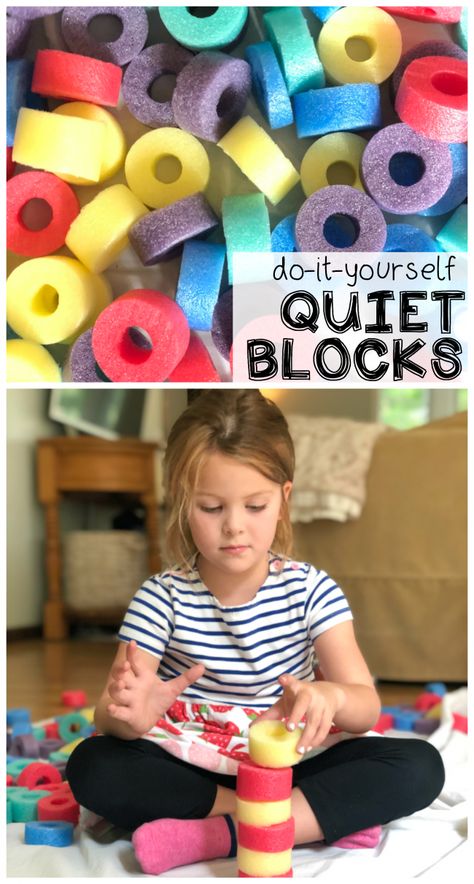 DIY Quiet Blocks - I Can Teach My Child! Noodle Crafts, Pool Noodle Crafts, Toddler Daycare, Toddler Teacher, Infant Classroom, Toddler Class, Quiet Time Activities, Toddler Classroom, Baby Learning Activities