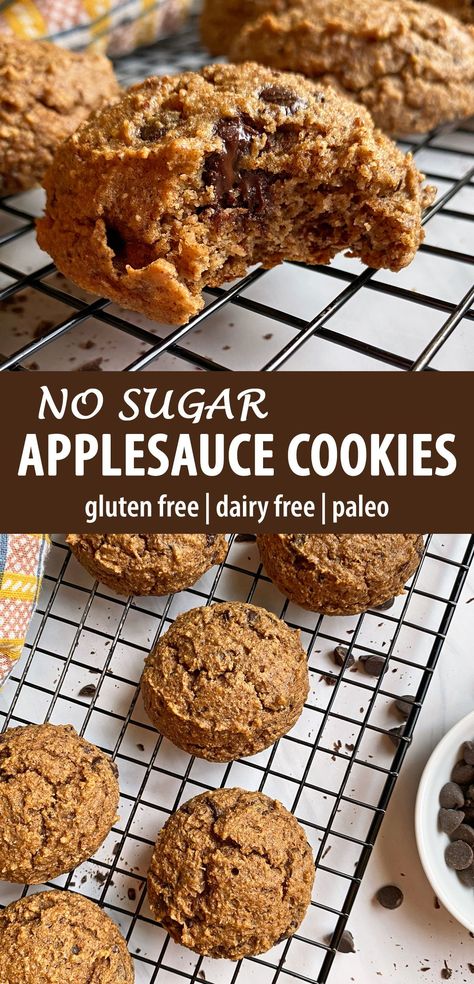 Healthy Low Carb Cookies, Cholesterol Free Cookies, Non Inflammatory Desserts, Keto Gluten Free Dairy Free Desserts, Gluten Dairy Sugar Free Desserts, Chocolate Chip Applesauce Cookies, Banana Applesauce Cookies, Healthy Cookies With Applesauce, No Sugar Pumpkin Cookies