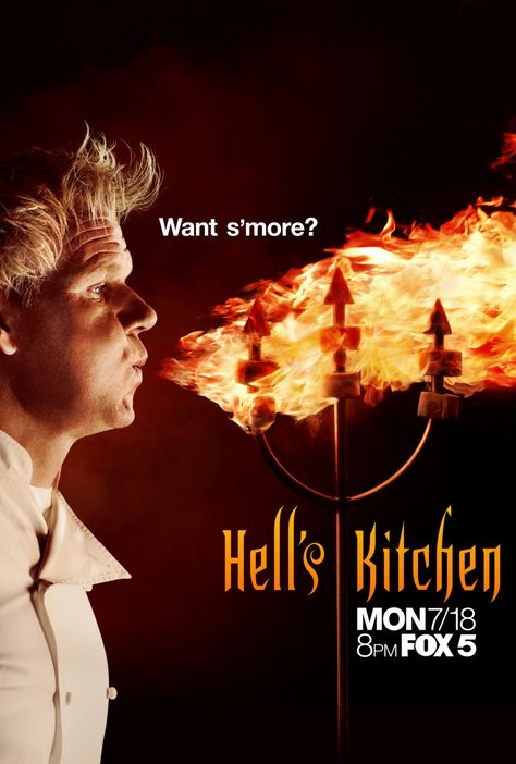 Hell's Kitchen Series Online Free, Tv Posters, Hell’s Kitchen, Chef Gordon Ramsay, Tv In Kitchen, Cooking Competition, Gordon Ramsey, Hell's Kitchen, Hells Kitchen