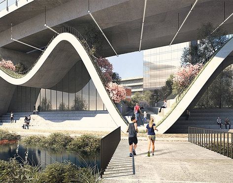 Under Highway Architecture, Highway Design, Highway Architecture, Public Space Design, Landscape Structure, New Architecture, Presentation Software, Fluid Design, Architecture Concept Drawings