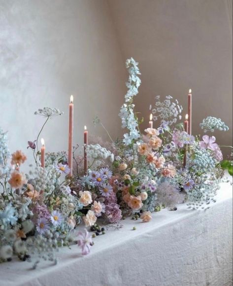 Nontraditional Bride, Wedding Table Setup, Colorado Destination Wedding, Flowers And Candles, Garden Party Theme, Wedding Flower Design, Coloured Candles, Lilac Wedding, Ethereal Wedding