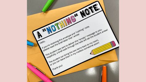 Why We're Forever Fans of the "Nothing Note" - We Are Teachers Classroom Hacks, We Are Teachers, Classroom Behavior Management, Elementary Classroom Decor, Classroom Management Strategies, Taking A Walk, 3rd Grade Classroom, 2nd Grade Classroom, Middle School Classroom