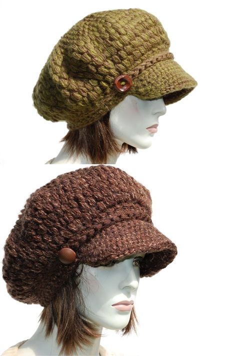 Newsboy Hat Outfit, Crochet Newsboy Hat, Crochet Hat With Brim, Funky Hats, Crochet Fairy, Newsboy Hat, Knit Hats, News Boy Hat, Slouchy Hat