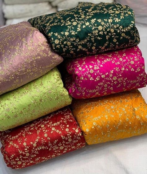 Silk Material Fabrics, Embroidery On Red Fabric, Blouse For Saree, Clothing Fabric Patterns, Red Bridal Lehenga, Brocade Lehenga, Fabric Forever, Blouse Sari, Stylish Kurtis Design