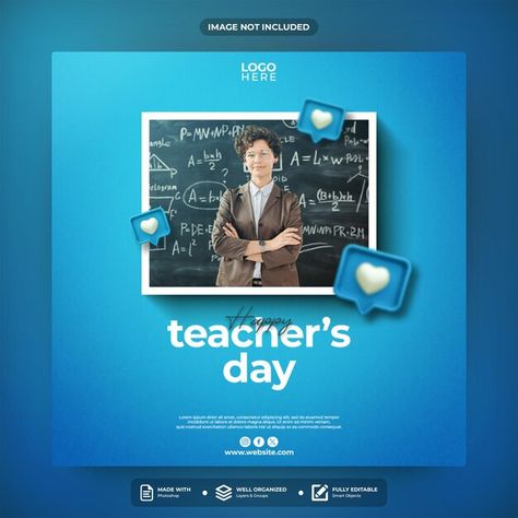 PSD happy teachers day social media post... | Premium Psd #Freepik #psd Teachers Day Social Media Post, Post Template Design, Summer Drawings, Teacher Day, Sports Templates, World Teachers, Resume Maker, Social Media Post Template, Happy Teachers Day