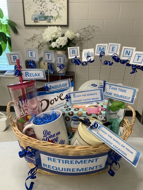 Gift Baskets For Retirement, Retirement Surprise Ideas, Retirement Basket For Women, Work Retirement Gift Ideas, Retirement Party Gift Ideas For Women, School Retirement Gifts, Retirement Gift Baskets For Women, Retirement Survival Kit Woman, Retirement Gift Ideas For Teachers