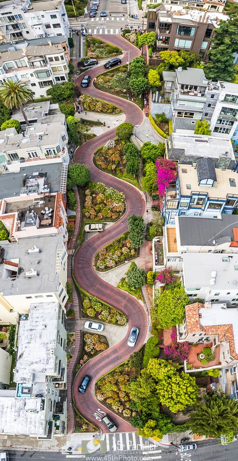 Lombard Street Lombard Street San Francisco, Pier 39 San Francisco, Usa San Francisco, San Francisco Photos, Lombard Street, San Francisco Travel, Drone Photos, Aerial Photo, City Photography