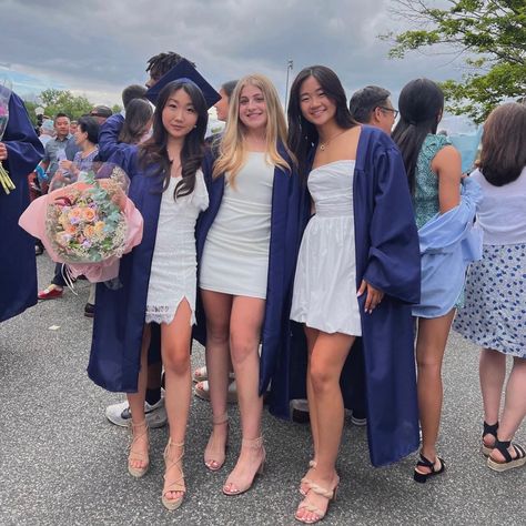 Grad Dress Under Gown, White Graduation Dress With Cap And Gown, Awards Ceremony Outfit School, Graduation Outfit Middle School, Under Graduation Gown Outfit, Grad Dress Aesthetic, Grad Ceremony Outfit, Commencement Outfit, Dress Under Graduation Gown