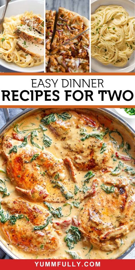 Easy Dinner Recipes for Two - Yummy and fully Husband Recipes Dinners, Simple Two Person Dinners, Impressive Meals For Two, Special Meals For Two, Recipes For Two On A Budget, Dinner For Couples To Cook Together, Multi Meal Recipes, Recipes To Make Your Boyfriend, Romantic Meals For Two At Home Easy