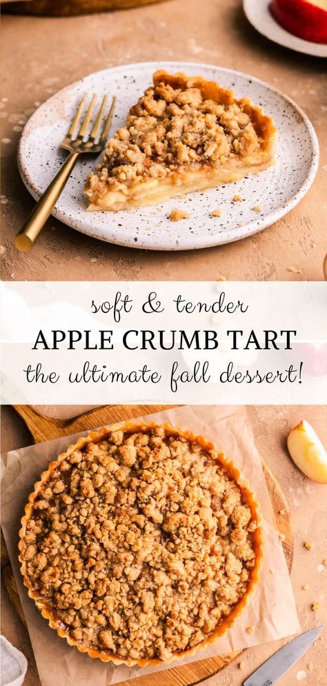 apple crumble tart Apple Crumble Tart, Crumble Tart, Apple Tart Recipe, Vegan Apple Pie, Cinnamon Crumble, Apple Crumb, Tart Filling, Tart Dessert, Crumble Recipe