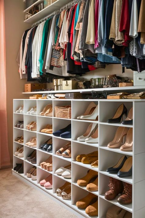 20 Shoe Storage Ideas Closet [Quick Ways] – craftydiyers.com Closet Shoe Cubbies, Shoe Storage Ideas Closet, Storage Ideas Closet, Small Room Storage, Shoe Shelf In Closet, Diy Walk In Closet, Shoe Storage Ottoman, Shoe Storage Ideas, Best Closet Organization