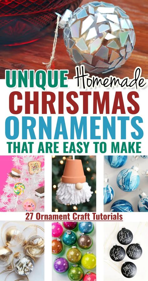 pictures of unique ornaments to make that says Unique Homemade Christmas Ornaments That Are EASY To Make alt Christmas Ornaments To Make For Grandkids, Cute Ornaments To Make, Christmas Ornaments Made With Buttons, Diy Christmas Ornaments Easy Paper, Ornament Making Station, Christmas Ornament Art Project, Ornimate Ideas, Diy Mosaic Christmas Ornaments, Christmas Magnets Diy Craft Ideas