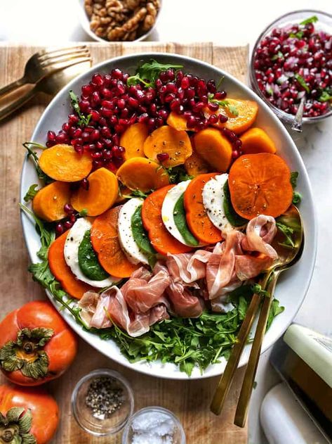 Amazing Pomegranate Recipes - California Grown Persimmon Appetizer, Autumn Lunch, Pomegranate Recipe, Persimmon Salad, Pomegranate Recipes Salad, Caprese Recipe, Persimmon Recipes, Bojon Gourmet, Caprese Recipes