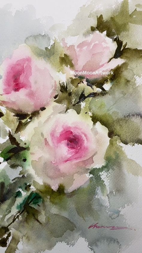 Winnie WATERCOLOR ARTIST | 💐Painting loose Watercolor roses without sketch. Canvas prints and fine art prints on high quality papers from the size of 8"x10" to... | Instagram Jean Haines, Rose Wall Art, Watercolor Roses, Loose Watercolor, Watercolor Christmas Cards, Watercolor Artists, Watercolor Christmas, Watercolor Wall Art, Watercolor Sketch